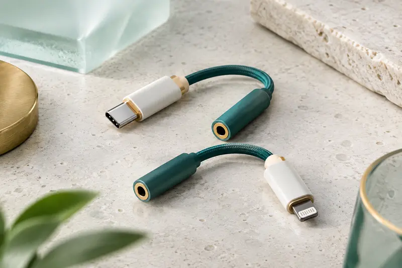 Adaptateurs audio compacts montrant leurs différents connecteurs