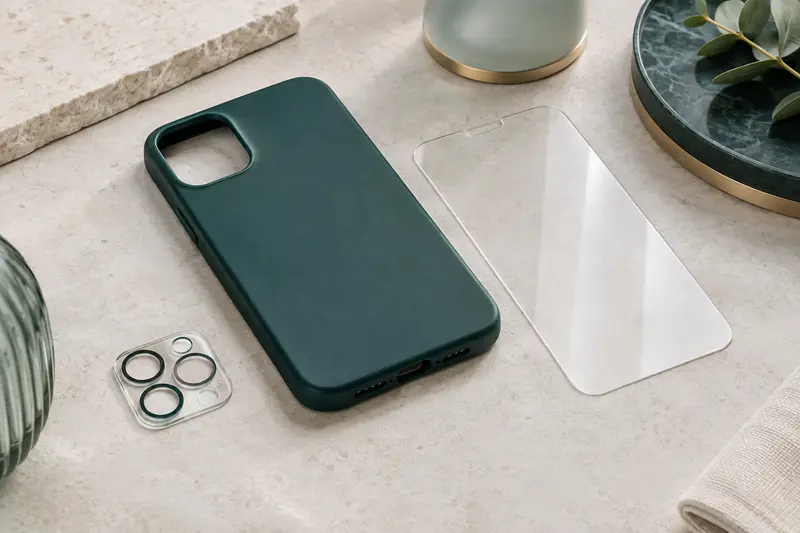 Coque de smartphone, protection d’écran transparente et protecteur d’objectif photo