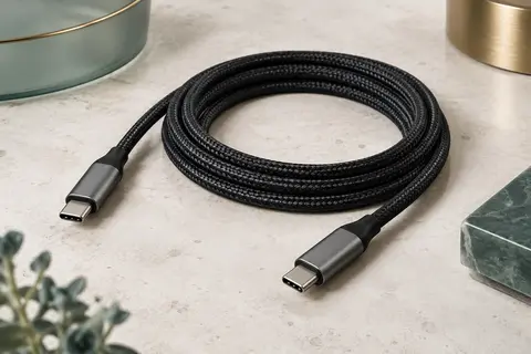 Câble USB-C vers USB-C de 2 m avec gaine tressée et connecteurs métalliques