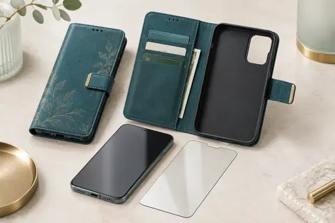 Étui portefeuille bleu à rabat pour Galaxy A26 5G, avec fentes pour cartes et support réglable