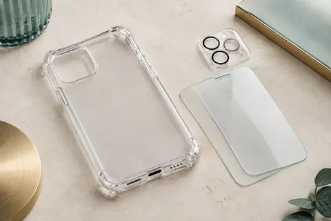 Coque transparente Fllao en TPU pour iPhone 14, avec deux verres d’écran et un protège-caméra