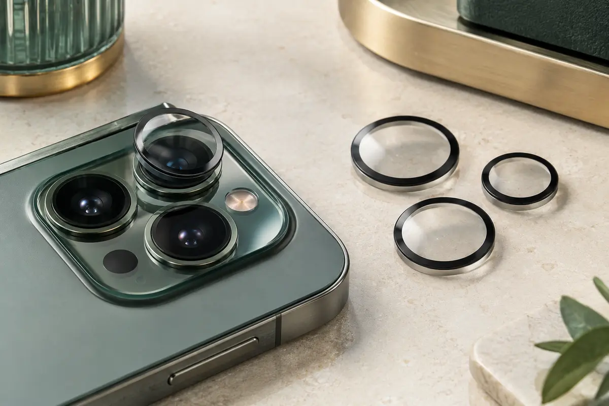 Protections transparentes en verre trempé avec anneau noir pour objectifs arrière d’iPhone
