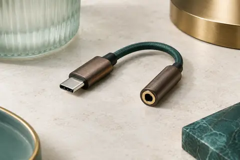 Adaptateur audio Moswag marron en alliage de zinc, avec connecteur USB-C et prise jack 3,5 mm