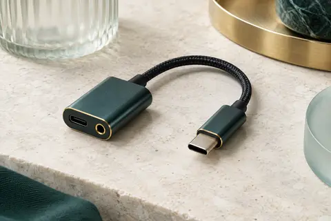 Adaptateur Ugreen USB-C vers jack 3,5 mm noir avec port de recharge et câble tressé