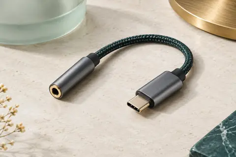 Adaptateur audio Yllzi USB-C vers jack 3,5 mm, avec boîtier métallique et câble tressé